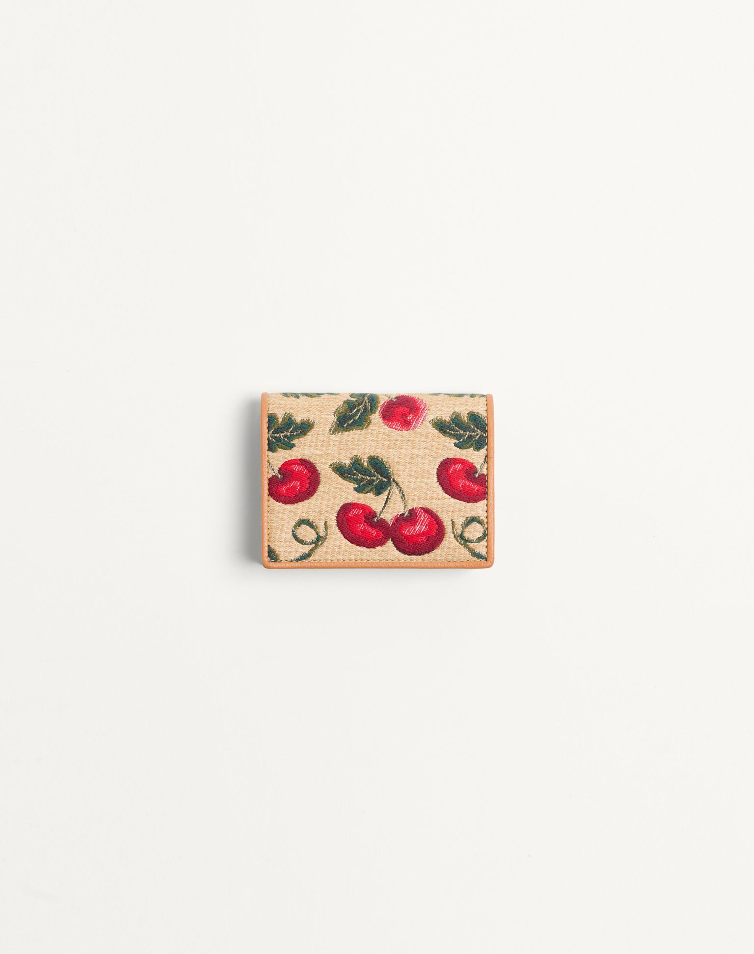 발렌티노 브이로고 시그니처 체리픽 자카드 라피아 지갑 6W0P0AJ3CJR_R9F