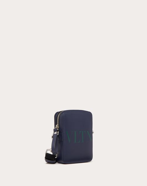 Valentino Garavani - Small Vltn Leather Crossbody Bag - Marine/cherry - Man - Cross Body Bags