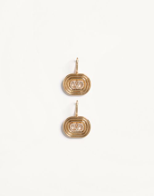 Valentino Garavani - Vlogo Signature Earrings In Metal With Swarovski® Crystals - Gold/crystal - Woman - Jewellery