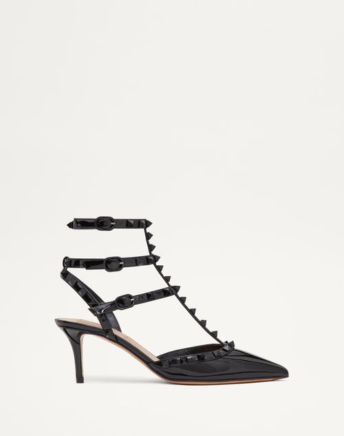 Valentino Garavani - Décolleté Rockstud In Vernice Con Cinturini E Borchie In Tono 65mm - Nero - Donna - Décolleté