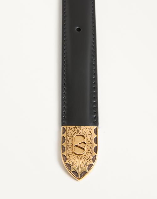 Valentino Garavani - Vlogo Signature Brushed Calfskin Belt 20 Mm - Black - Man - Belts