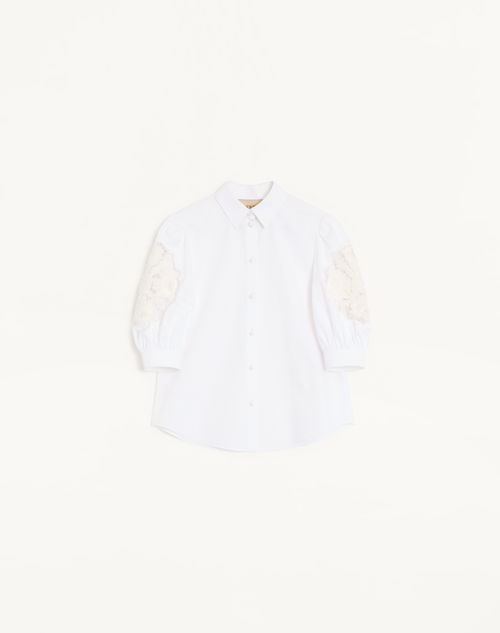 Valentino - Cotton Popeline Shirt - White - Woman - Shirts And Tops