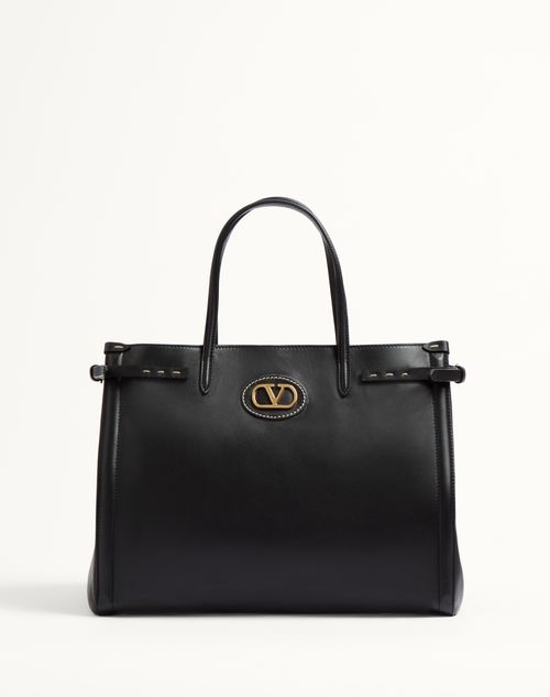 Valentino Garavani - Valentino Garavani Antibes Medium Calfskin Shopping Bag - Black - Woman - Bags