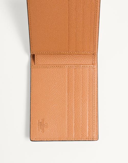 Valentino Garavani - Portefeuille Valentino Garavani Vlogo Signature En Cuir De Veau Grainé À Imprimé Le Chat De La Maison - Bleu D'azur/ivoire - Homme - Portefeuilles Et Petite Maroquinerie