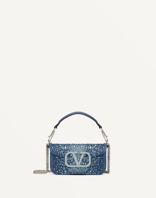Valentino Garavani - Small Valentino Garavani Locò Denim Shoulder Bag With Rhinestones - Denim - Woman - Woman Bags & Accessories Sale