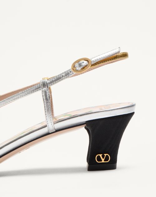 Valentino Garavani - Bowow Slingback Pumps In Moirè Fabric 45mm - Black/silver/antique Gold - Woman - Pumps