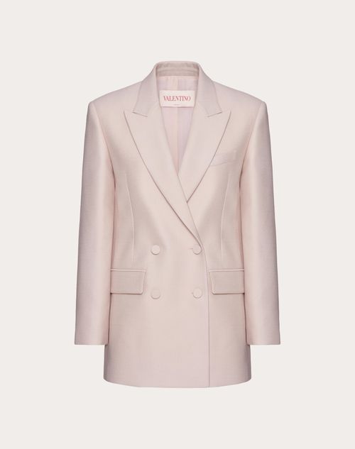 Valentino - Textured Wool Silk Jacket - Pink - Woman - Jackets And Blazers