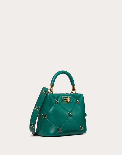 Valentino Garavani - Small Roman Stud The Handle Bag In Nappa With Enameled Studs - Jungle - Woman - Top Handle Bags