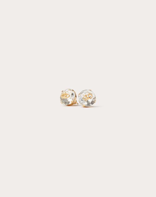 Valentino Garavani - The Bold Edition Vlogo Metal And Crystal Earrings - Gold - Woman - Jewellery