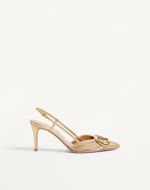Valentino Garavani - Vlogo Signature Metallic Slingback Pumps With Cornely Embroidery 80mm - Gold - Woman - Pumps