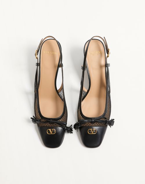 Valentino Garavani - Valet Du Roi Slingback Pump In Mesh And Kidskin 60mm - Black - Woman - Pumps