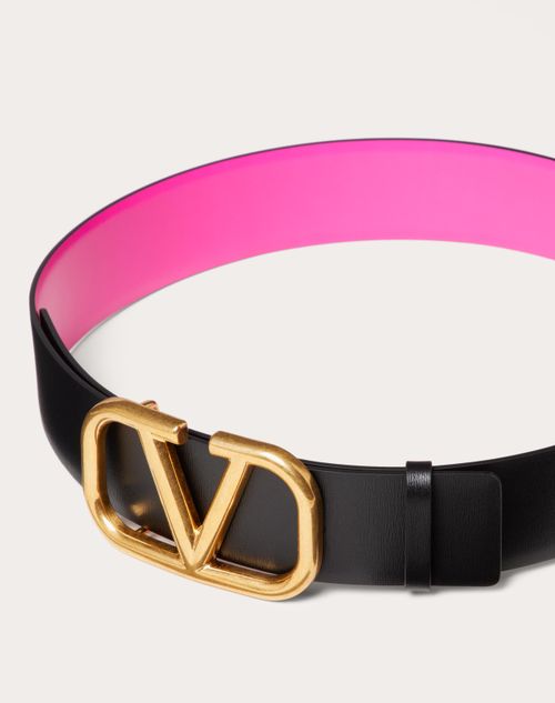 V Logo Leather Belt in Black - Valentino Garavani