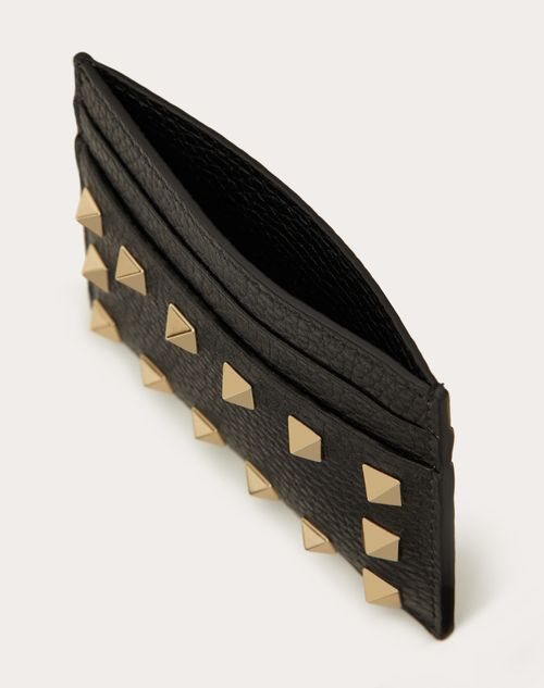 Rockstud Grainy Calfskin Cardholder With Zipper by Valentino