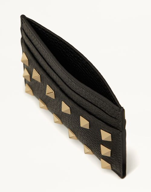 Valentino Garavani - Rockstud Grainy Calfskin Cardholder - Black - Woman - Wallets And Small Leather Goods
