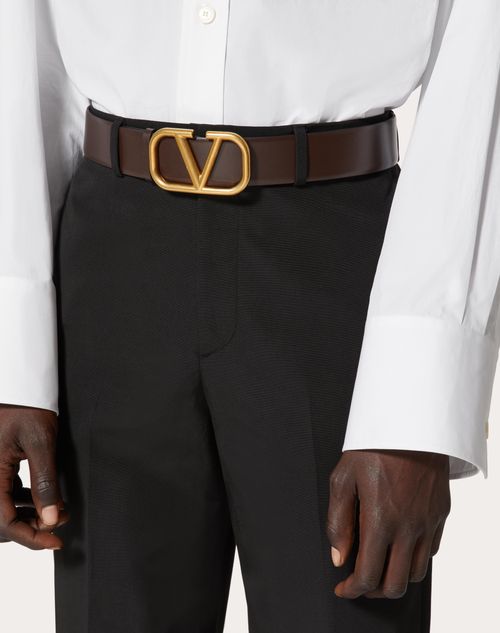 Vlogo Signature Calfskin Belt 40 Mm for Man in Saddle Brown