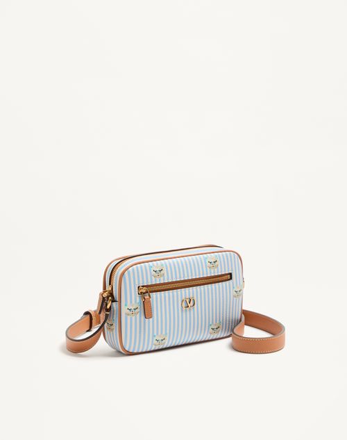 Valentino Garavani - ヴァレンティノ ガラヴァーニ Vロゴ シグネチャー ル シャ デ ラ メゾンプリント グレインカーフスキン ミニバッグ - アジュールブルー/アイボリー - メンズ - ショルダーバッグ