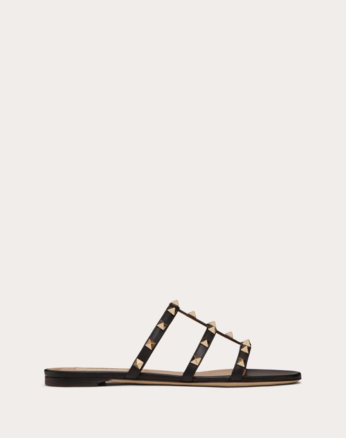 Valentino Garavani - Rockstud Flat Slide Sandal - Black - Woman - Rockstud Sandals - Shoes