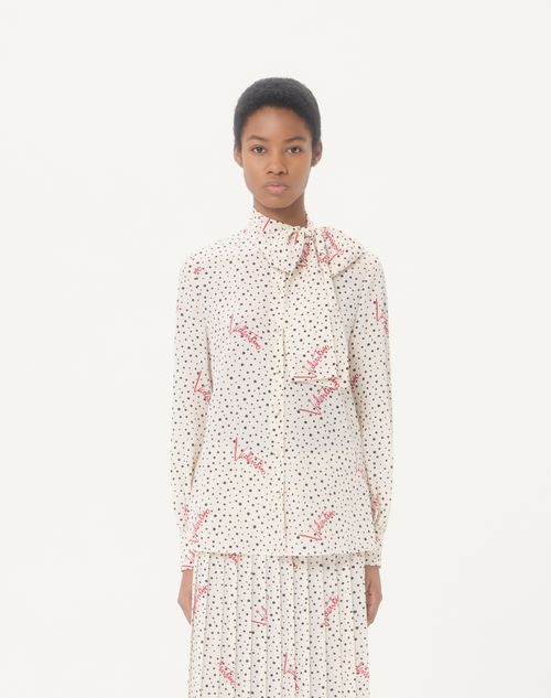 Valentino - Plus De Pois Crepe De Chine Bubble Shirt - Vanilla/multicolour - Woman - Shirts And Tops