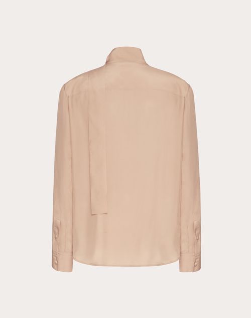 Valentino - 襟元にスカーフディテールがあしらわれたシルクシャツ - ピーチ - メンズ - シャツ