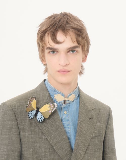 Valentino Garavani - Valentino Flutterby Brosche Aus Samt - Gold/mehrfarbig - Mann - Schmuck Und Uhren