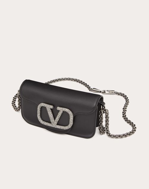 VALENTINO Garavani V Sling Leather Chain Shoulder Bag in Black
