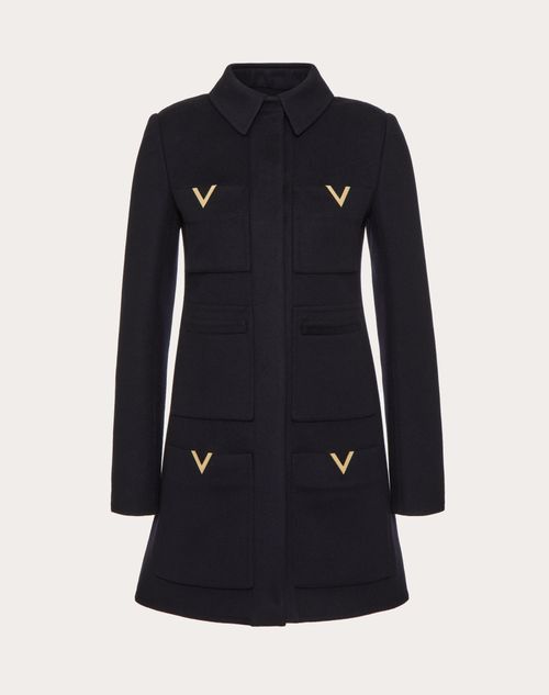 Valentino - Compact Drap Coat - Navy - Woman - Coats And Outerwear