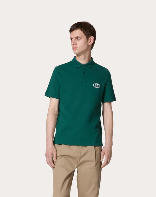 COTTON PIQUÉ POLO SHIRT WITH VLOGO SIGNATURE PATCH