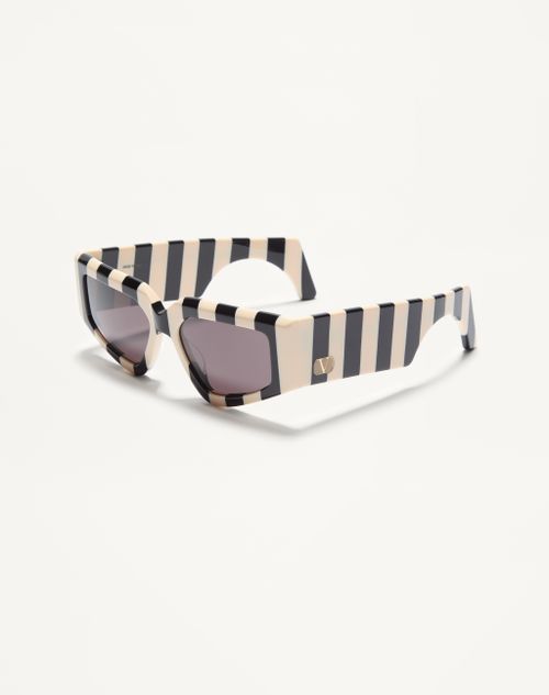 Valentino - Geometric Acetate Eyewear - Ivory/black/grey - Woman - Eyewear