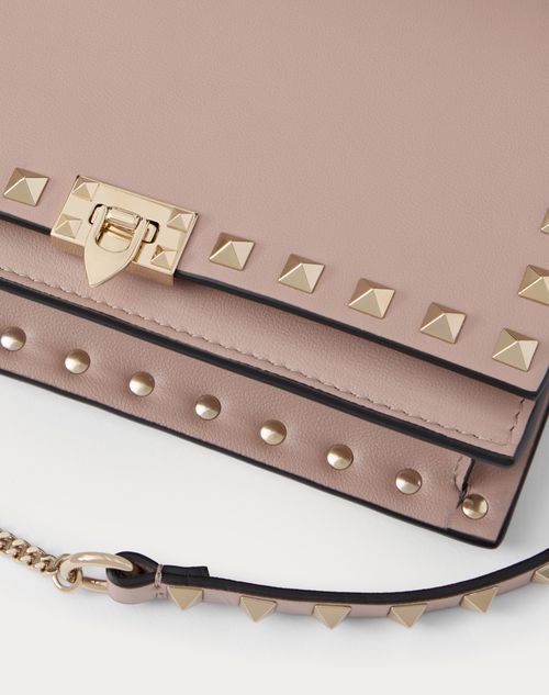 Rockstud Mini Calfskin Bag With Chain for Woman in Poudre Rockstud Mini Calfskin Bag With Chain for Woman in Poudre