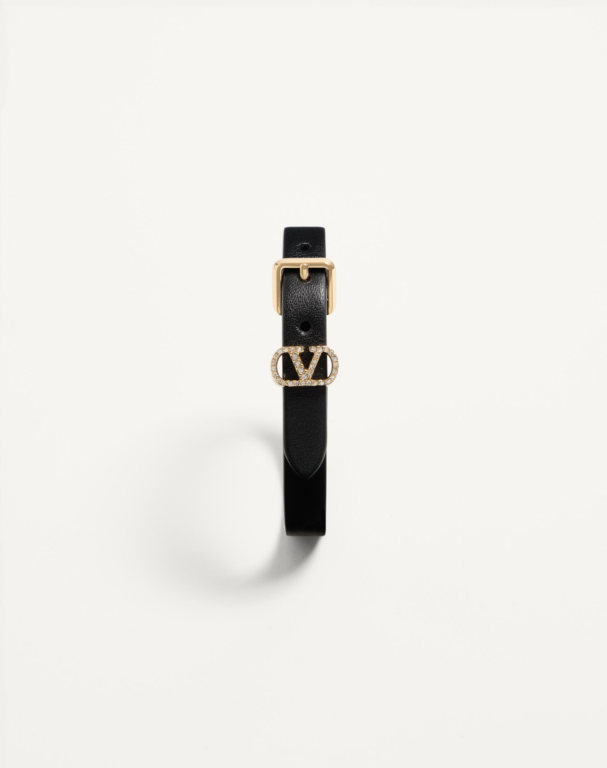 【Valentino】オヴァレット レザー x クリスタル ブレスレット オヴァレット レザー X スワロフスキー® クリスタル