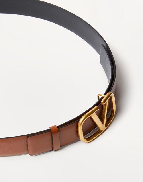Vlogo Signature Calfskin Belt for Man in Saddle Brown Vlogo Signature Calfskin Belt for Man in Saddle Brown