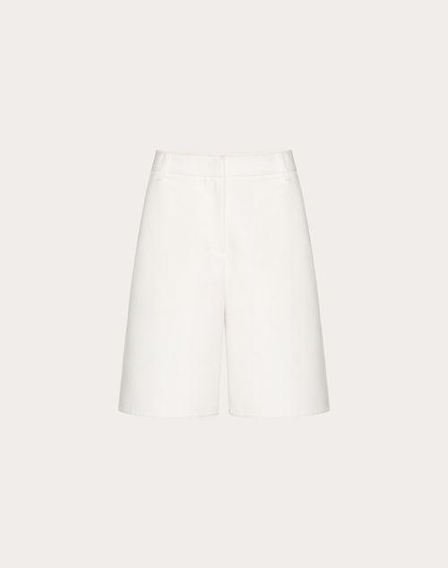Valentino - Light Double Splittable Gabardine Bermuda Shorts - White - Woman - Pants And Shorts