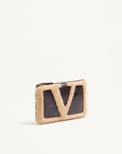 Valentino Garavani - Valentino Garavani Viva Superstar Sheepskin Clutch - Brown/beige - Woman - Wallets & Cardcases - Accessories