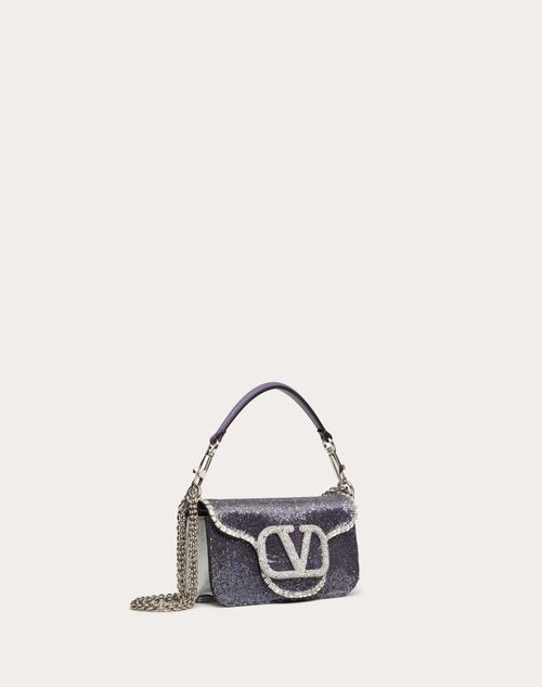 Valentino Garavani - Locò Embroidered Small Shoulder Bag - Lilac/crystal - Woman - Valentino Garavani Loco