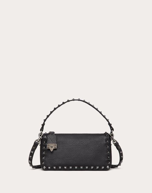 Valentino Garavani - Small Rockstud Grainy Calfskin Crossbody Bag - Black - Woman - Shoulder Bags