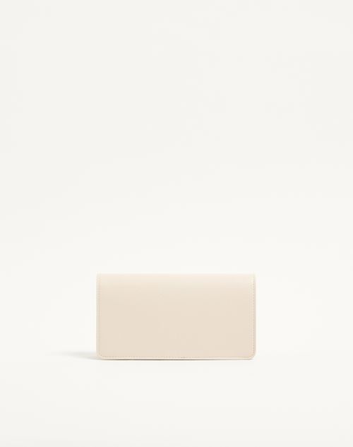 Valentino Garavani - Portafoglio Con Catena Vlogo Signature In Vitello Granato - Light Ivory - Donna - Pochette