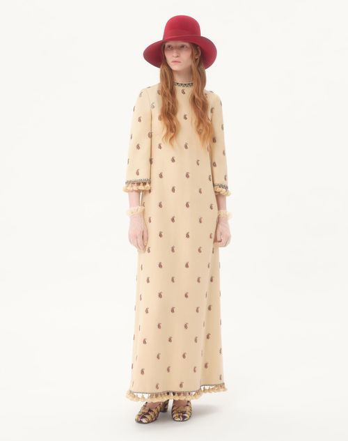 Valentino - Long Dress In Embroidered Rustik Silk - Birch - Woman - New Arrivals