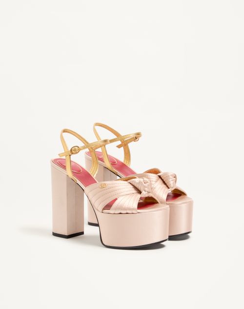 Valentino Garavani - Sandal With Crasher Platform In Satin 125mm - Skin/crystal - Woman - Sandals