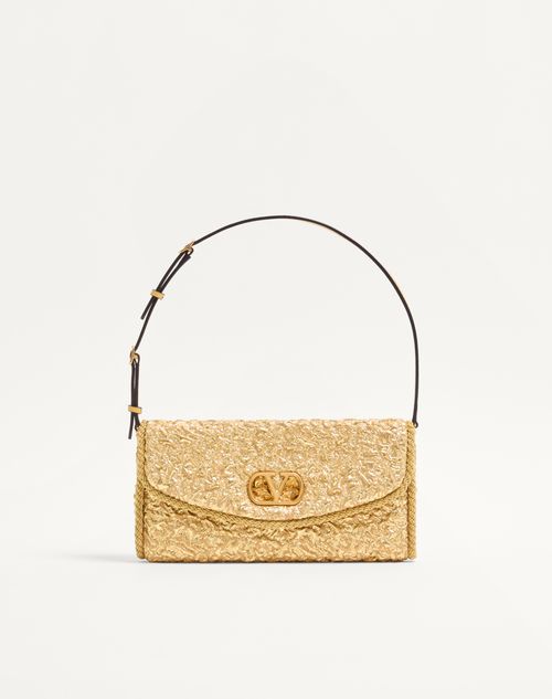 Valentino Garavani - Valentino Garavani Devain Small Shoulder Bag In Cloqué Jacquard Fabric. - Gold - Woman - Shoulder Bags