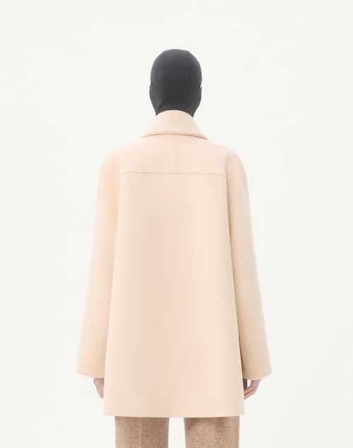 Valentino - Wool Drap Peacoat - Birch - Woman - Coats And Outerwear