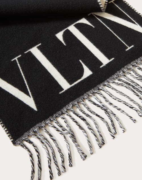 Vltn ウール X カシミア マフラー for メンズ インチ ブラック/ホワイト Valentino JP