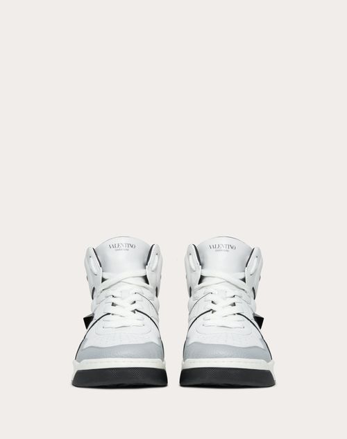 Valentino Garavani - One Stud Mid-top Calfskin Sneaker - White/ Black - Man - Man View All