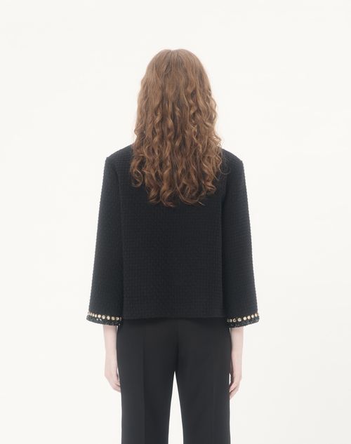 Valentino - Embroidered Canestrello Tweed Jacket - Black - Woman - Jackets And Blazers