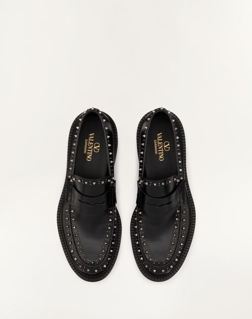 Valentino Garavani - Valentino Garavani Gentleglam Calfskin Loafer - Black - Man - Loafers & Oxford