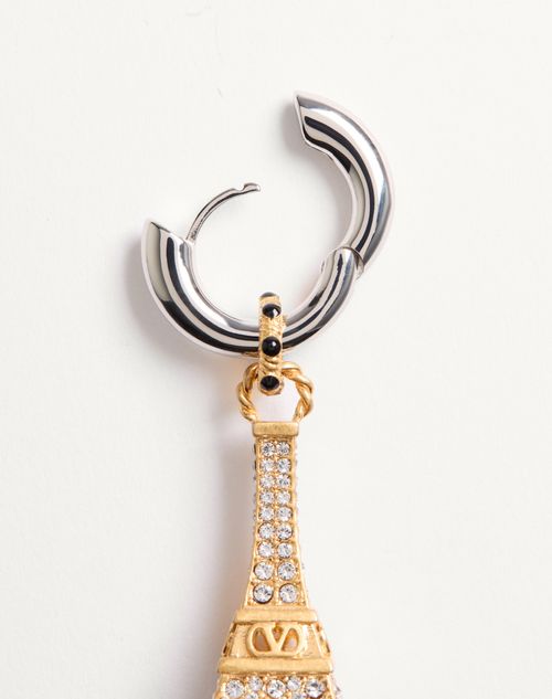 Valentino Garavani - Chez Valentino Single Earring In Metal And Swarovski® Rhinestones - Palladium/antique Brass - Woman - Woman Sale