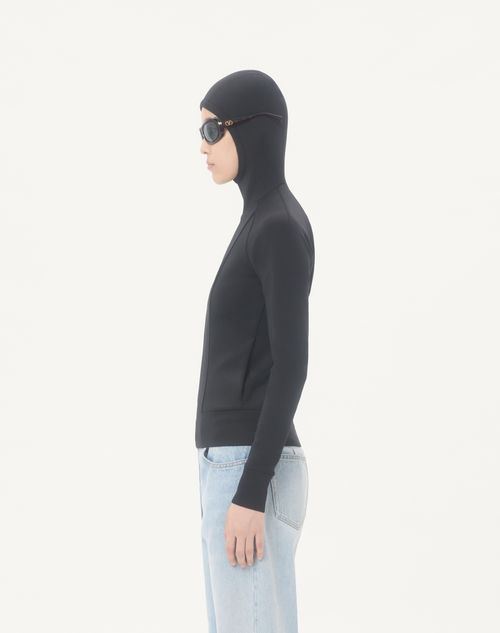Valentino - Technical Jersey Hooded Sweatshirt - Black - Woman - T-shirts And Sweatshirts