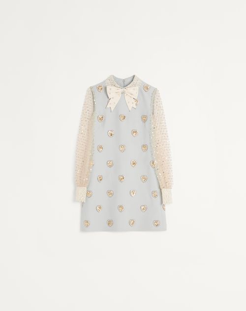 Valentino - Embroidered Crepe Couture Short Dress - Dirty Sage/silver - Woman - Dresses