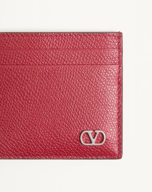 Valentino Garavani - Valentino Garavani Vlogo Signature Cardholder In Grainy Calfskin - Red - Man - Wallets And Small Leather Goods