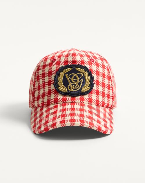 Valentino Garavani - Valentino Garavani Baseball Cap In Cotton And Wool With Patch - Red/ivory - Man - Hats And Gloves