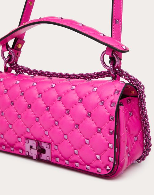 Rockstud Spike Calfskin Shoulder Bag for Woman in Pink Pp